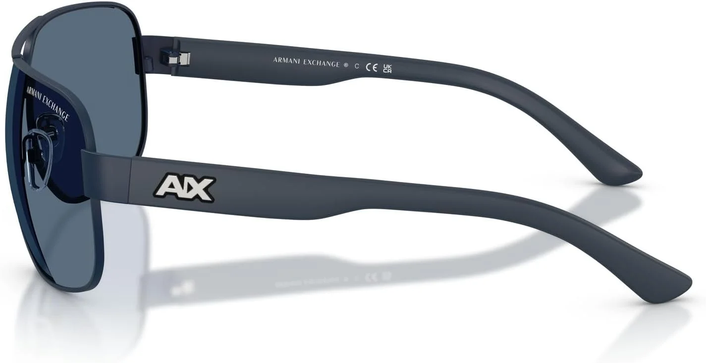 عینک آفتابی مستطیلی مردانه A|X ARMANI EXCHANGE مدل AX2012S، آبی مات/آبی تیره، 62 میلی متر