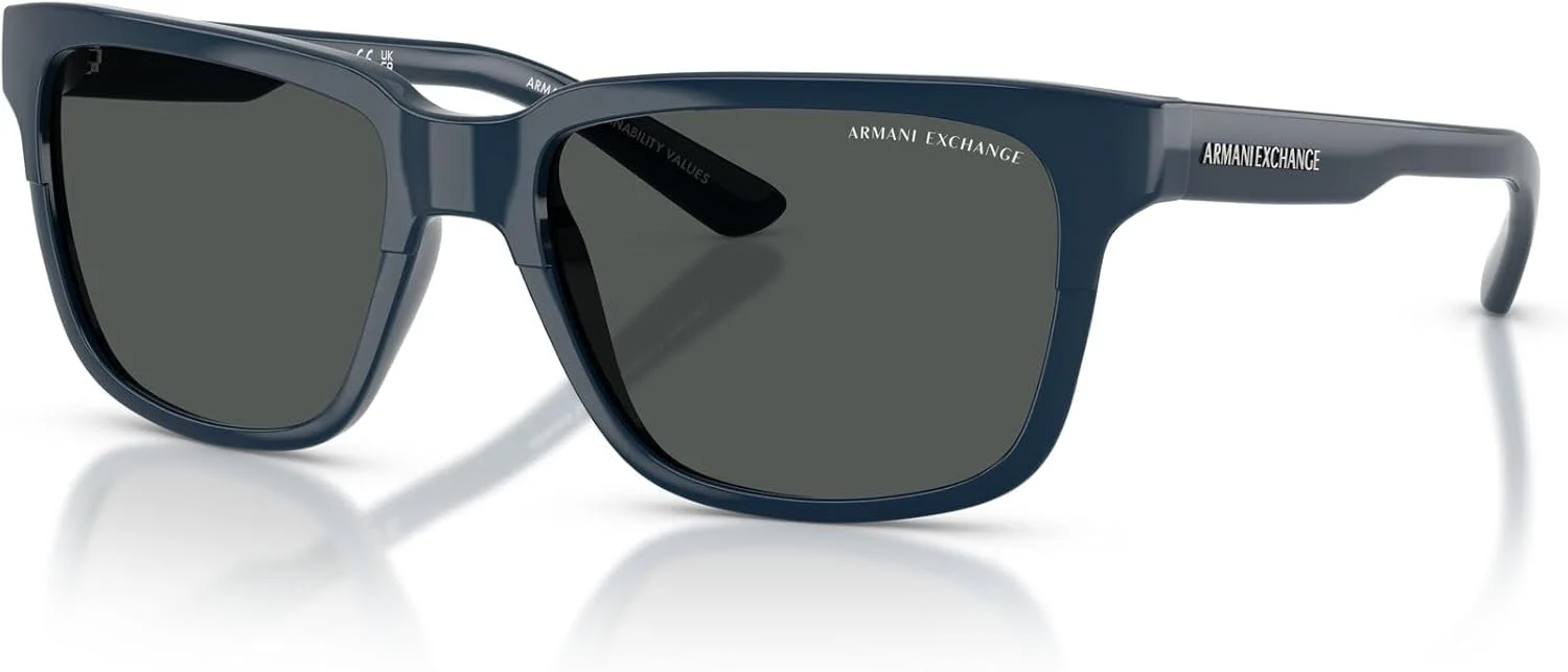 عینک آفتابی مربعی مردانه A|X ARMANI EXCHANGE مدل AX4026S، آبی سرمه‌ای براق/دودی، 56 میلی‌متر