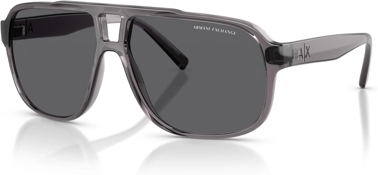 عینک آفتابی مستطیلی مردانه A|X ARMANI EXCHANGE مدل AX4104S، خاکستری شفاف براق/خاکستری پلاریزه، 61 میلی متر عینک آفتابی مستطیلی مردانه A|X ARMANI EXCHANGE مدل AX4104S، خاکستری شفاف براق/خاکستری پلاریزه، 61 میلی متر