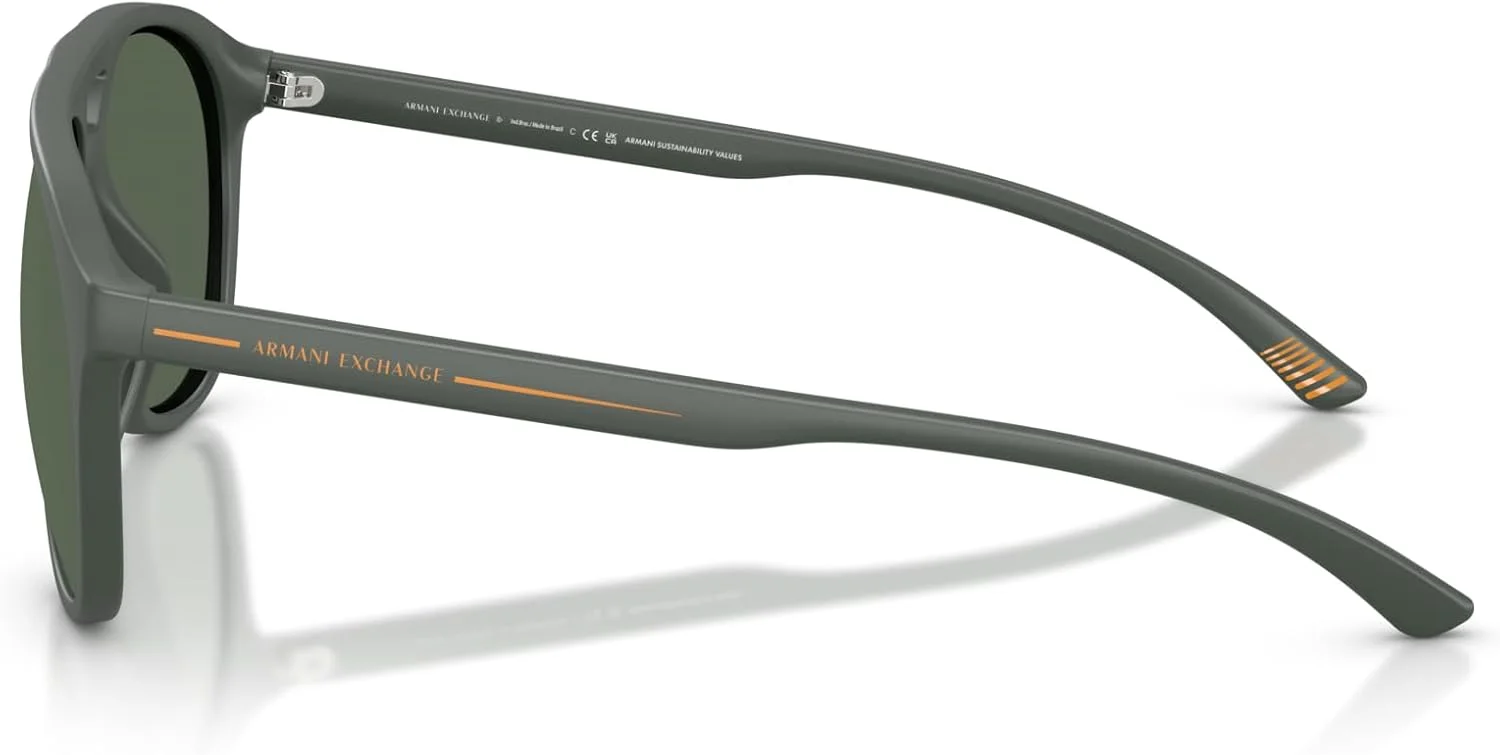 عینک آفتابی خلبانی مردانه Armani Exchange Ax4156su با فیت جهانی، سبز تیره مات/سبز تیره، 59 میلی متر