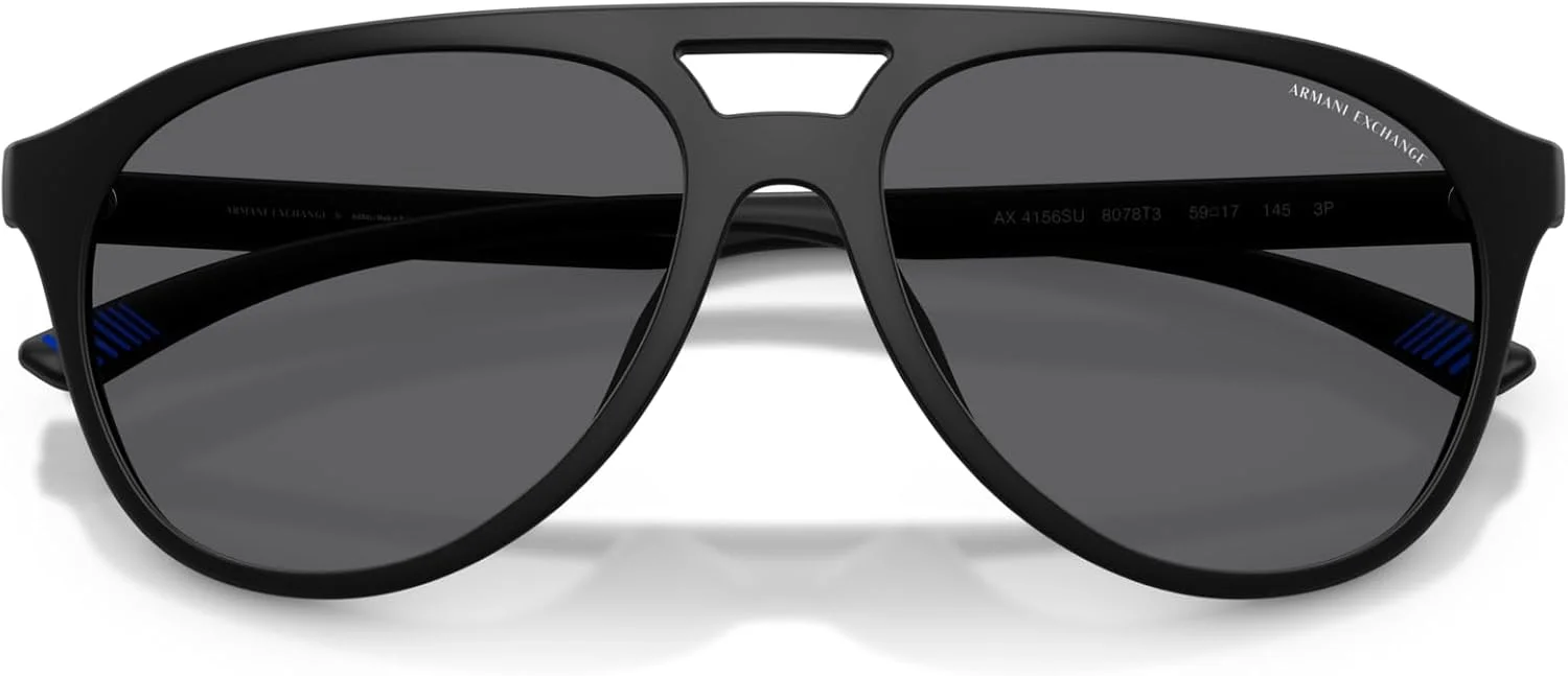 عینک آفتابی خلبانی مردانه Armani Exchange Ax4156su با فیت جهانی، مشکی مات/خاکستری پلاریزه، 59 میلی متر عینک آفتابی خلبانی مردانه Armani Exchange Ax4156su با فیت جهانی، مشکی مات/خاکستری پلاریزه، 59 میلی متر