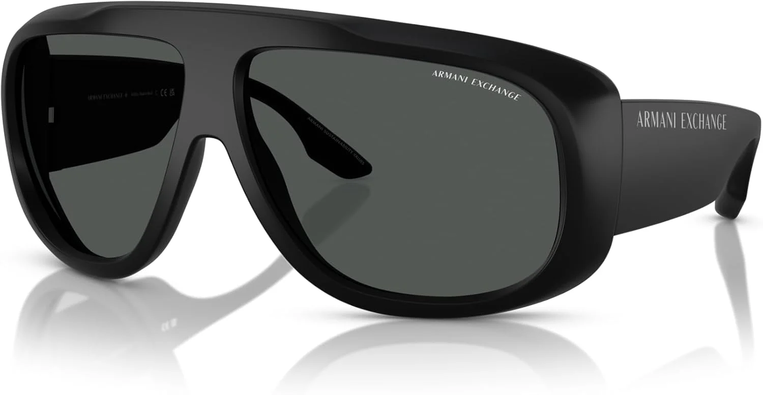 عینک آفتابی خلبانی مردانه A|X ARMANI EXCHANGE AX4143SU با فیت جهانی، مشکی مات/خاکستری تیره، 67 میلی متر