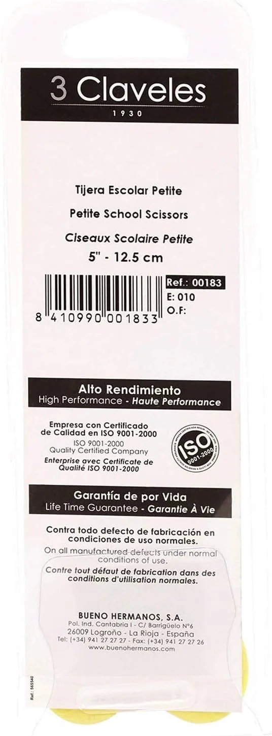 قیچی مدرسه ای استیل ضد زنگ 3Claveles 183 با خط کش 5 اینچی