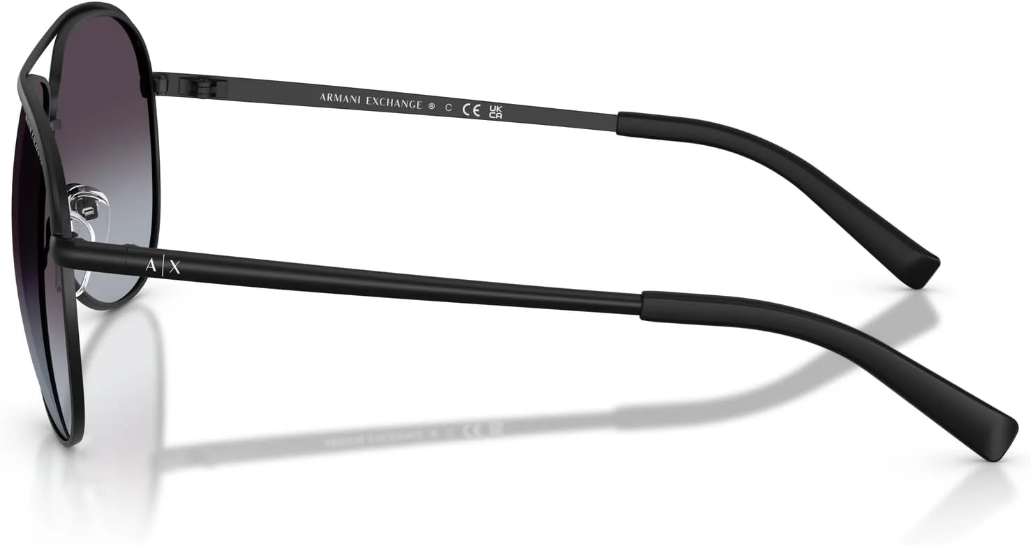 عینک آفتابی خلبانی Armani Exchange Ax2002، مشکی مات/گرادیان خاکستری، 61 میلی متر