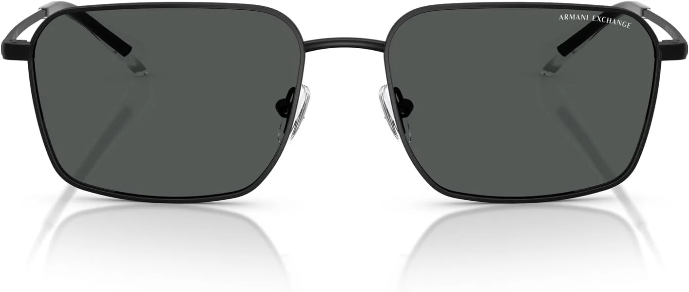 عینک آفتابی مستطیلی مردانه Armani Exchange A|X مدل AX2053S، مشکی مات/خاکستری تیره، 57 میلی متر