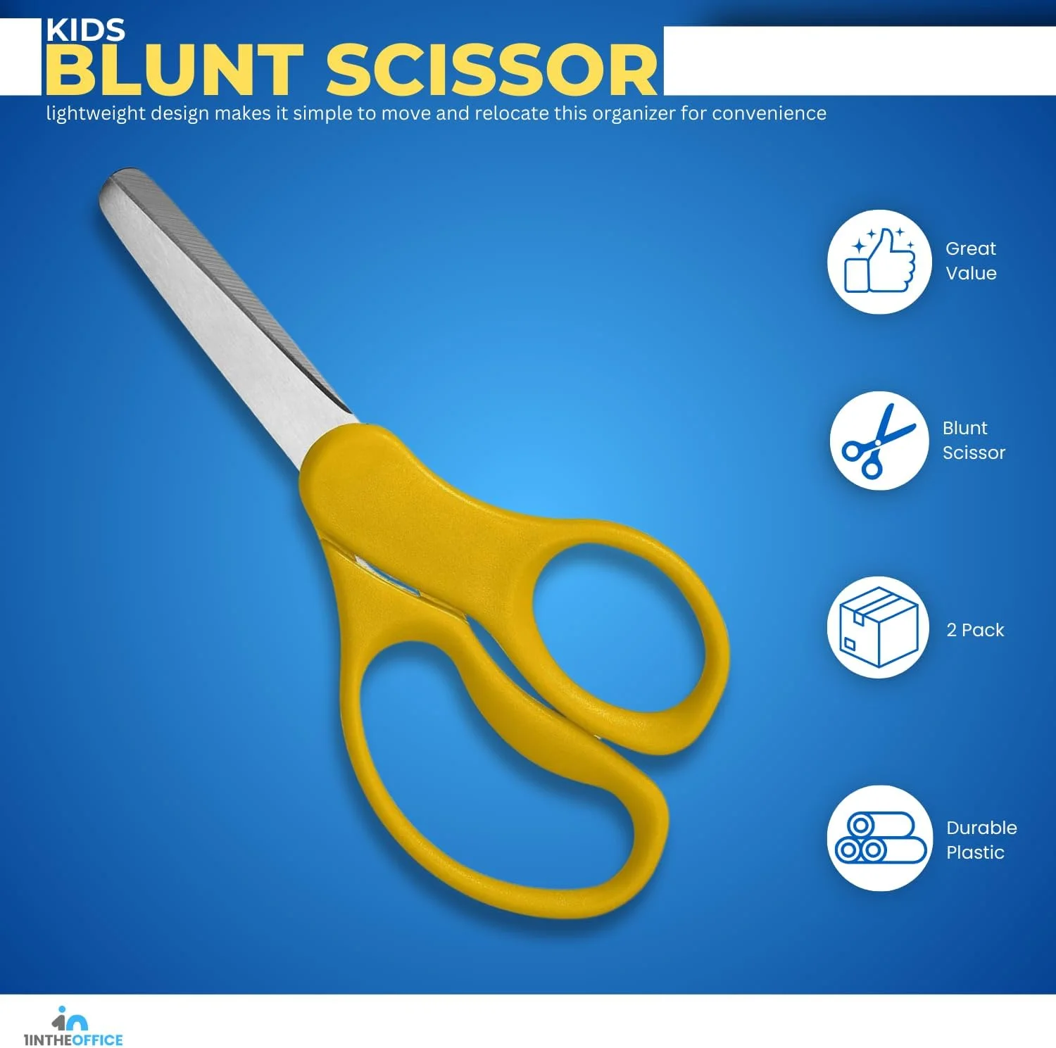 قیچی کند نوک 1InTheOffice برای کودکان، قیچی کند نوک 5 اینچی، قیچی استیل ضد زنگ با نوک کند 5 اینچی برای کودکان، مناسب دست راست و چپ، 2 عددی قیچی کند نوک 1InTheOffice برای کودکان، قیچی کند نوک 5 اینچی، قیچی استیل ضد زنگ با نوک کند 5 اینچی برای کودکان، مناسب دست راست و چپ، 2 عددی