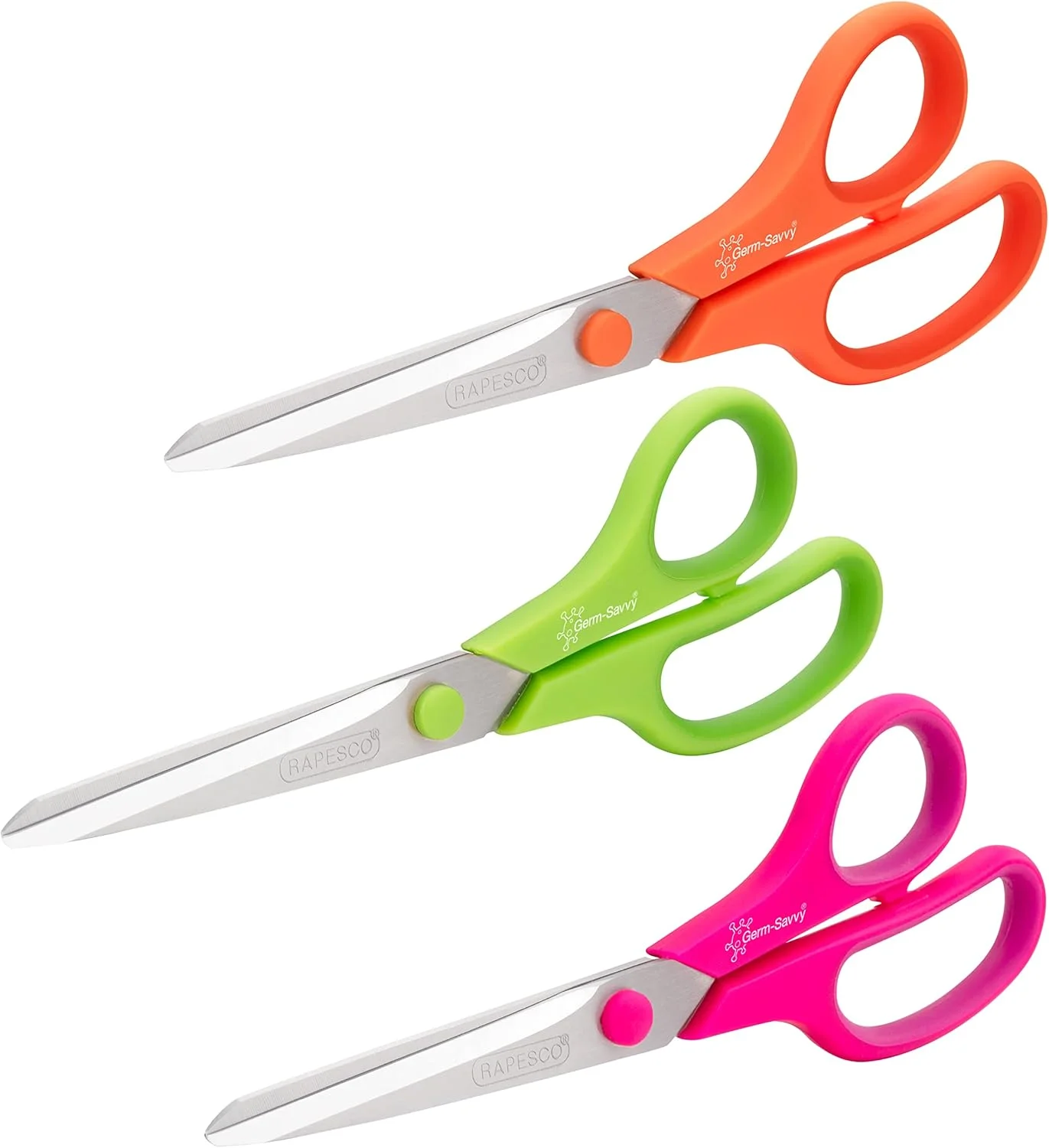 قیچی راپسکو 1667 Germ-Savvy آنتی باکتریال، تیغه تیتانیومی 21 سانتی متری با دسته نرم، رنگ های متنوع، بسته 3 عددی قیچی راپسکو 1667 Germ-Savvy آنتی باکتریال، تیغه تیتانیومی 21 سانتی متری با دسته نرم، رنگ های متنوع، بسته 3 عددی