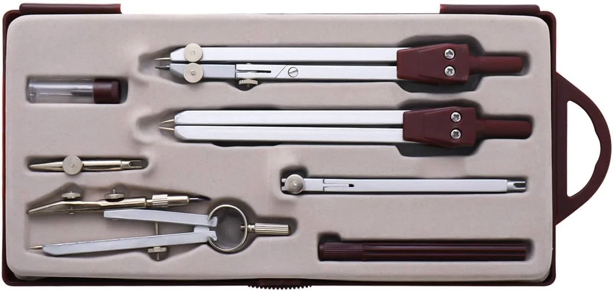 کیت دایره هندسی ریاضی KASTWAVE، مجموعه 16 تکه ای قطب نما فلزی، مجموعه ابزار دقیق هندسی، ابزار طراحی دایره، خط کش، نقاله برای معماران مهندسان دانشجویان، برای طراحی و نقشه کشی