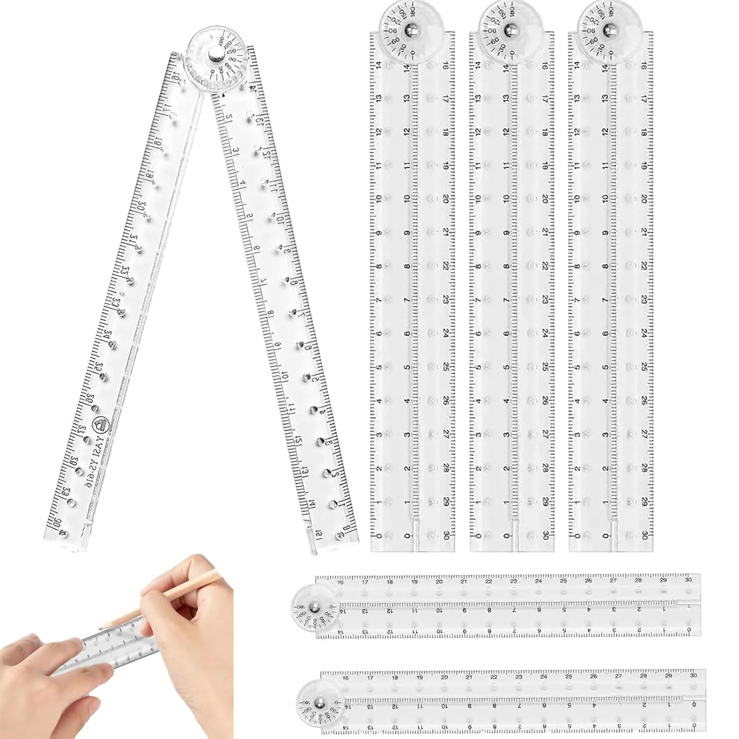 ست خط کش تاشو 6 عددی KASTWAVE - خط کش های مستقیم شفاف 30 سانتی متری و 15 سانتی متری، ابزار اندازه گیری هندسی شفاف برای مدرسه، خانه، خط کشی، نجار، برقکار، مهندسین یا استفاده اداری ست خط کش تاشو 6 عددی KASTWAVE - خط کش های مستقیم شفاف 30 سانتی متری و 15 سانتی متری، ابزار اندازه گیری هندسی شفاف برای مدرسه، خانه، خط کشی، نجار، برقکار، مهندسین یا استفاده اداری