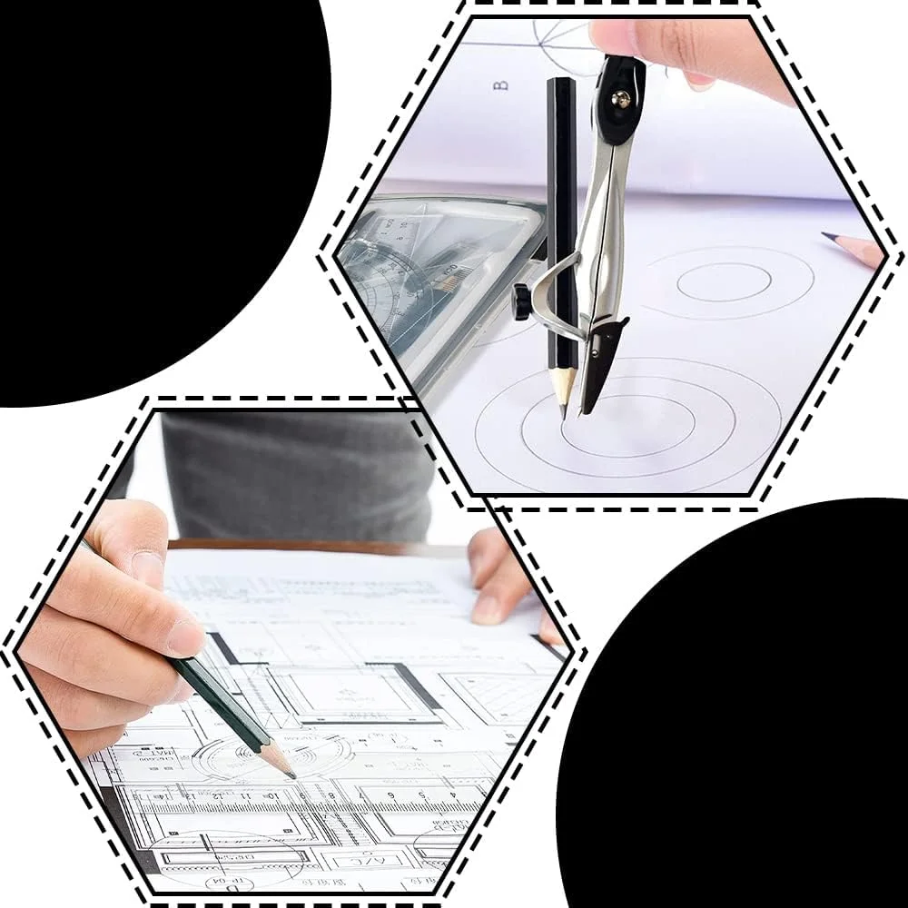 ست خط کش و پرگار KASTWAVE، ست کیت هندسه ریاضی، ست 10 تکه قابل حمل مدرسه با خط کش، نقاله، پرگار، پاک کن، تراش، نوک اتود، جعبه نگهداری برای ترسیم و نقاشی (مشکی) ست خط کش و پرگار KASTWAVE، ست کیت هندسه ریاضی، ست 10 تکه قابل حمل مدرسه با خط کش، نقاله، پرگار، پاک کن، تراش، نوک اتود، جعبه نگهداری برای ترسیم و نقاشی (مشکی)