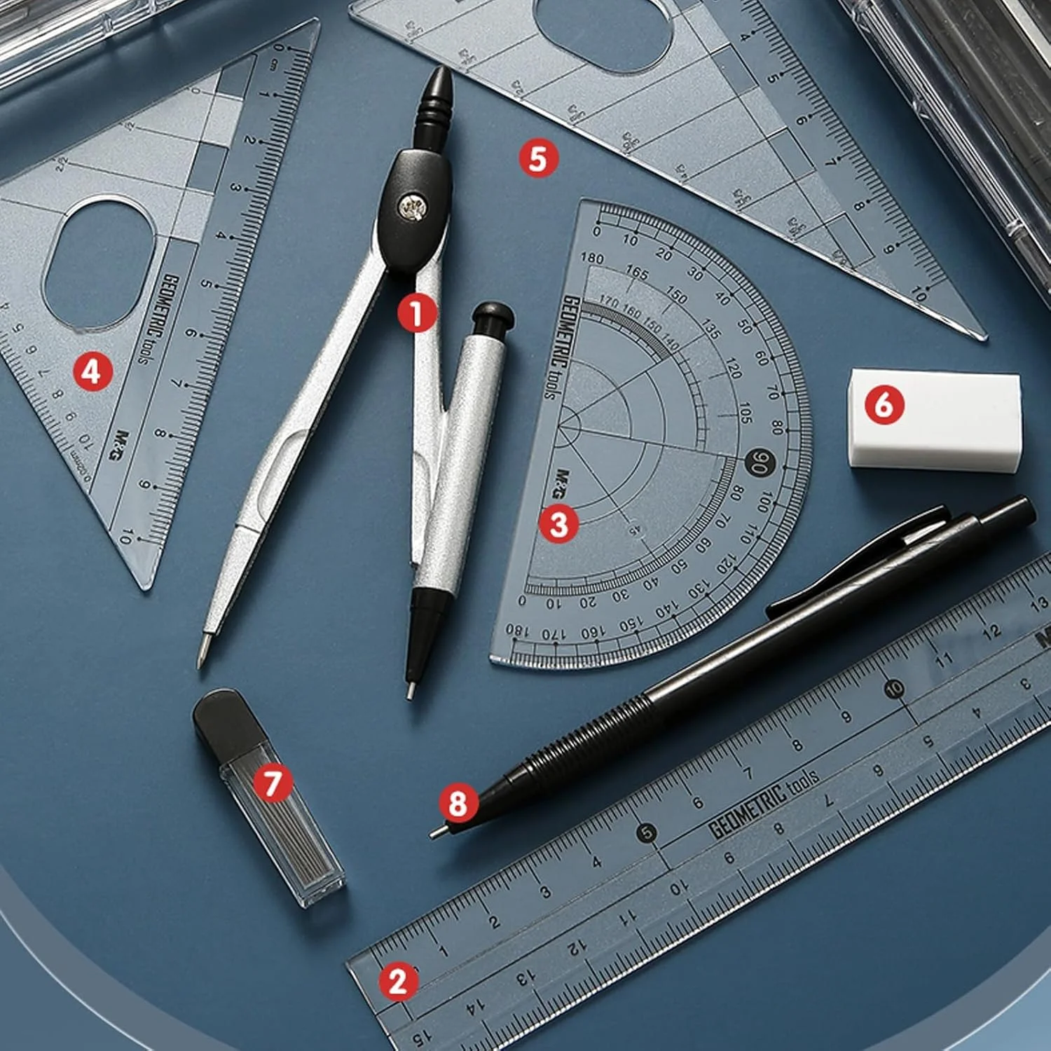 ست لوازم ریاضی KASTWAVE، مجموعه هندسه 8 تکه، لوازم مدرسه، پرگار طراحی، نقاله با جعبه نگهداری نشکن، برای دانش آموزان در کیف حمل، مناسب برای دانش آموزان و نقشه های مهندسی ست لوازم ریاضی KASTWAVE، مجموعه هندسه 8 تکه، لوازم مدرسه، پرگار طراحی، نقاله با جعبه نگهداری نشکن، برای دانش آموزان در کیف حمل، مناسب برای دانش آموزان و نقشه های مهندسی