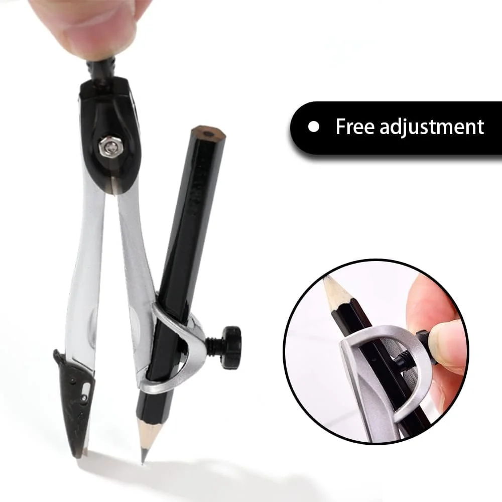 ست خط کش و پرگار KASTWAVE، ست کیت هندسه ریاضی، ست 10 تکه قابل حمل مدرسه با خط کش، نقاله، پرگار، پاک کن، تراش، نوک اتود، جعبه نگهداری برای ترسیم و نقاشی (مشکی) ست خط کش و پرگار KASTWAVE، ست کیت هندسه ریاضی، ست 10 تکه قابل حمل مدرسه با خط کش، نقاله، پرگار، پاک کن، تراش، نوک اتود، جعبه نگهداری برای ترسیم و نقاشی (مشکی)