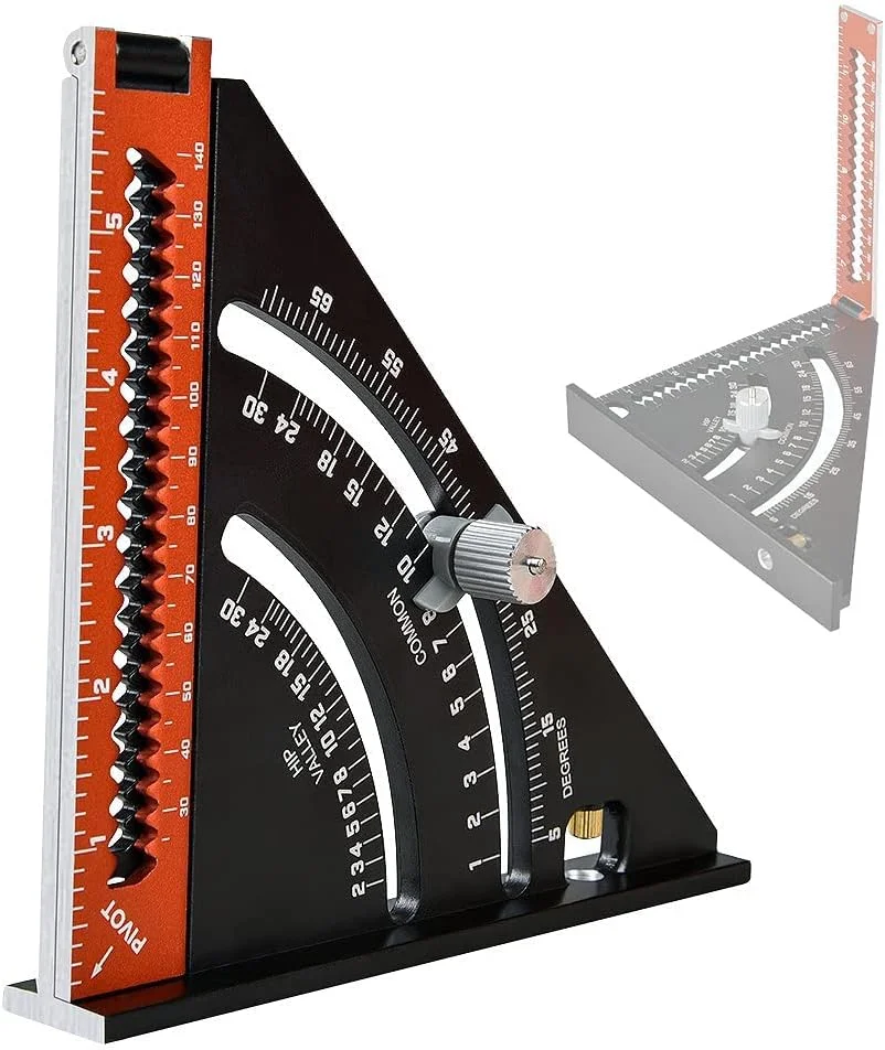 گونیا مثلثی تاشو آلیاژ آلومینیوم KASTWAVE، گونیا نجاری چند منظوره، ابزار گونیا تنظیم موقعیت پذیر 15.2 سانتی متر / 6 اینچ، گونیومتر چند زاویه ای، ابزار نجاری