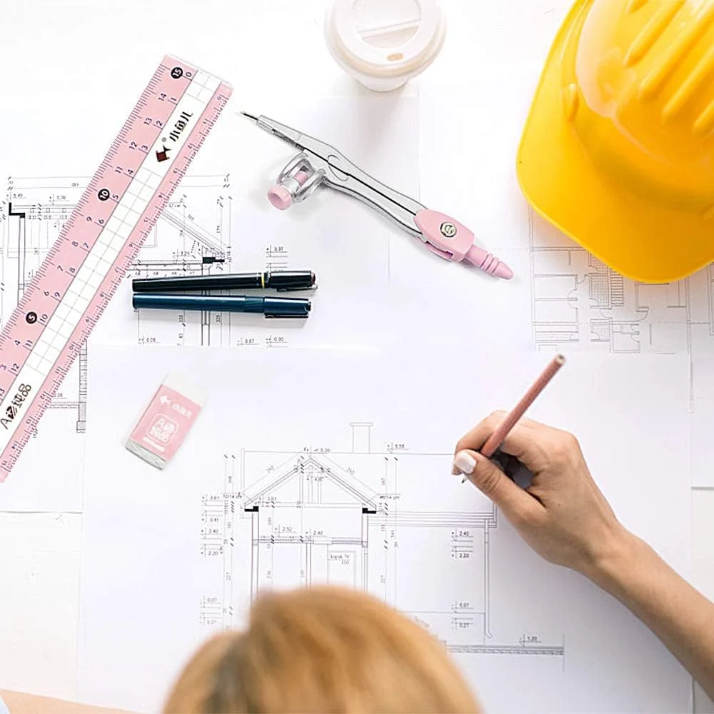 ست ریاضی KASTWAVE، ست هندسه 8 تکه با جعبه نگهداری ضد ضربه، ست هندسه برای مدرسه، شامل خط کش، نقاله، پرگار، مداد، مداد تراش و پاک کن و غیره، مناسب برای دانش آموزان