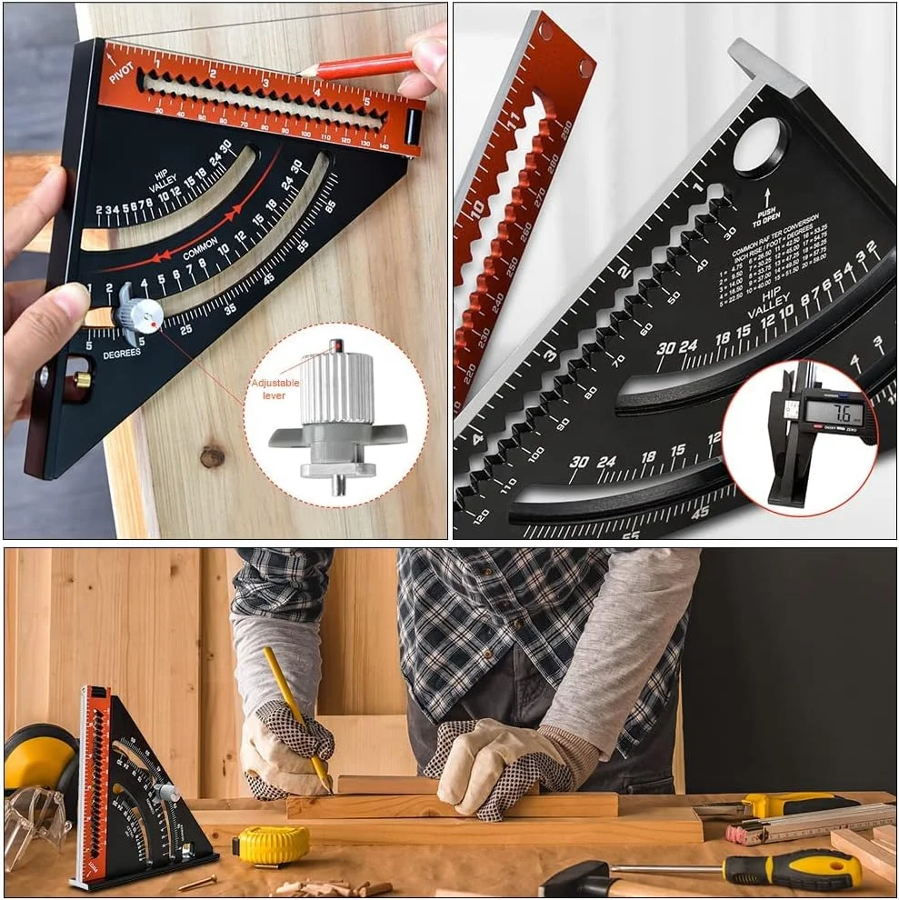 گونیا مثلثی تاشو آلیاژ آلومینیوم KASTWAVE، گونیا نجاری چند منظوره، ابزار گونیا تنظیم موقعیت پذیر 15.2 سانتی متر / 6 اینچ، گونیومتر چند زاویه ای، ابزار نجاری گونیا مثلثی تاشو آلیاژ آلومینیوم KASTWAVE، گونیا نجاری چند منظوره، ابزار گونیا تنظیم موقعیت پذیر 15.2 سانتی متر / 6 اینچ، گونیومتر چند زاویه ای، ابزار نجاری