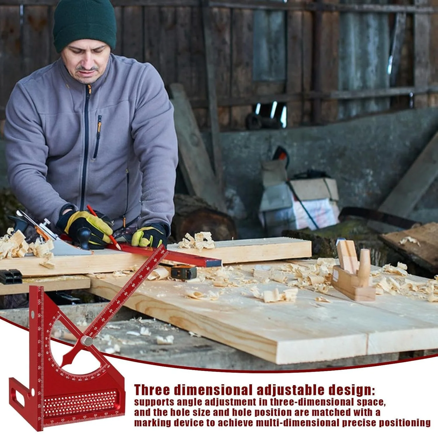 خط کش اندازه گیری چند زاویه ای سه بعدی، گونیا زاویه ای آلیاژ آلومینیوم، ابزار چیدمان با دقت بالا برای نجاران حرفه ای، مناسب برای نجاری، قاب درب، استفاده در کارگاه، 16x13x2 سانتی متر خط کش اندازه گیری چند زاویه ای سه بعدی، گونیا زاویه ای آلیاژ آلومینیوم، ابزار چیدمان با دقت بالا برای نجاران حرفه ای، مناسب برای نجاری، قاب درب، استفاده در کارگاه، 16x13x2 سانتی متر