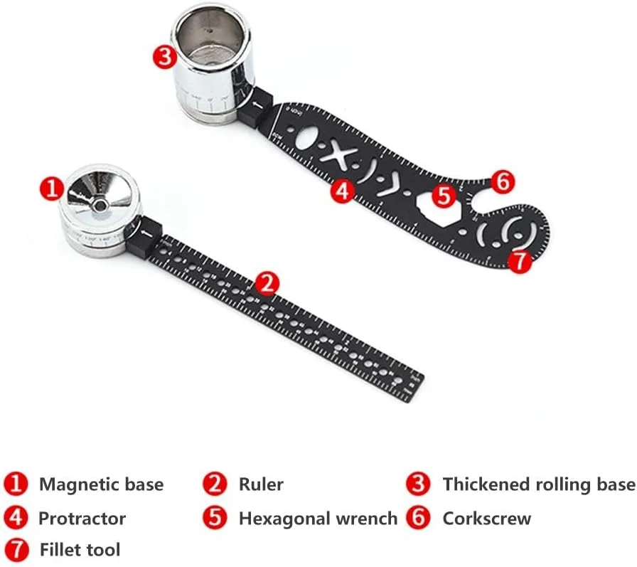 ابزار طراحی چند منظوره، مینی قطب نما، نقاله، خط کش فلزی منحنی و مجموعه شابلون دایره برای معماران، طراحان، هنرمندان، مهندسان، پیش نویس دقیق و طراحی