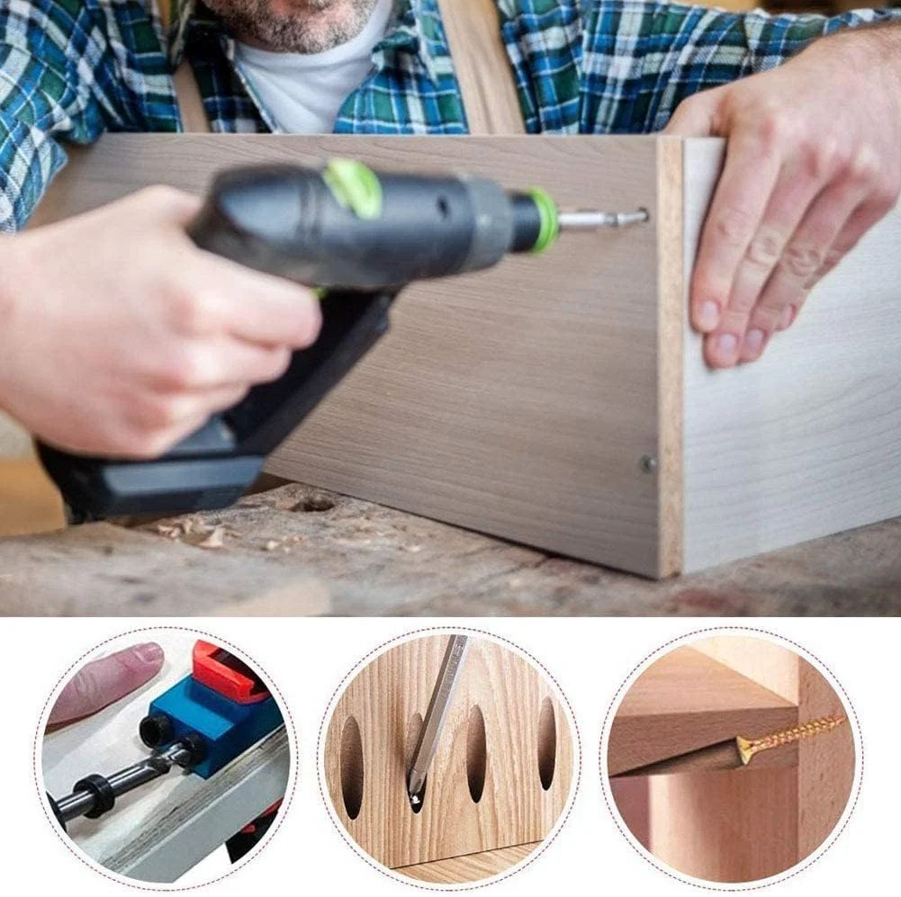 کیت فیکسچر سوراخ زاویه دار نجاری 15 درجه KASTWAVE، همراه با آداپتور درایو 6/8/10 میلی متری برای سوراخکاری زاویه دار نجاری، فیکسچرهای موقعیت یابی نجاری زاویه دار 14 عددی