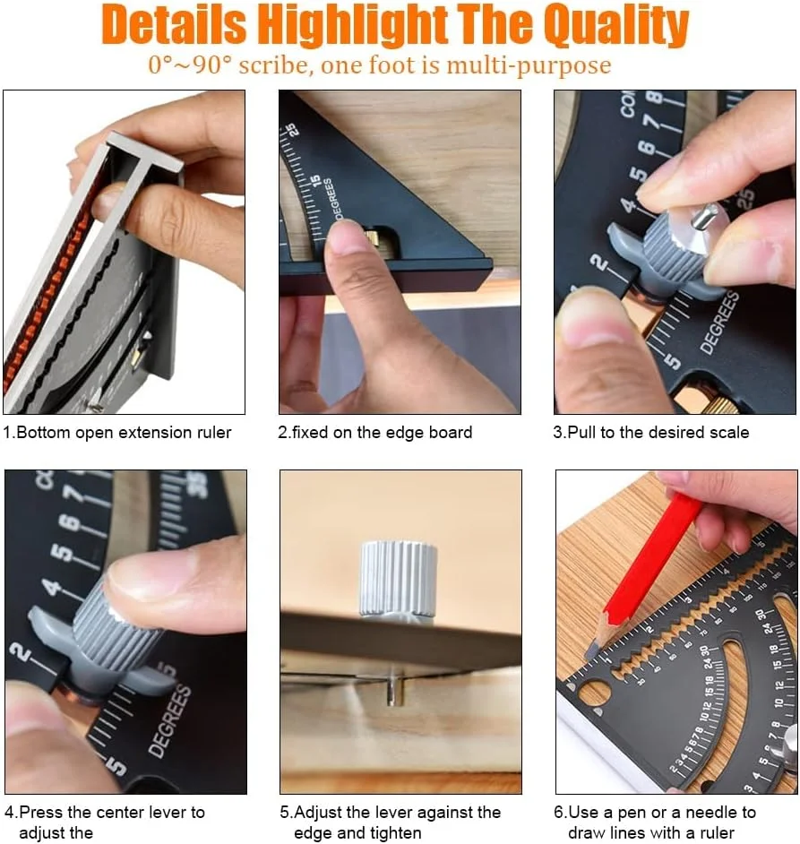 گونیا مثلثی تاشو آلیاژ آلومینیوم KASTWAVE، گونیا نجاری چند منظوره، ابزار گونیا تنظیم موقعیت پذیر 15.2 سانتی متر / 6 اینچ، گونیومتر چند زاویه ای، ابزار نجاری گونیا مثلثی تاشو آلیاژ آلومینیوم KASTWAVE، گونیا نجاری چند منظوره، ابزار گونیا تنظیم موقعیت پذیر 15.2 سانتی متر / 6 اینچ، گونیومتر چند زاویه ای، ابزار نجاری