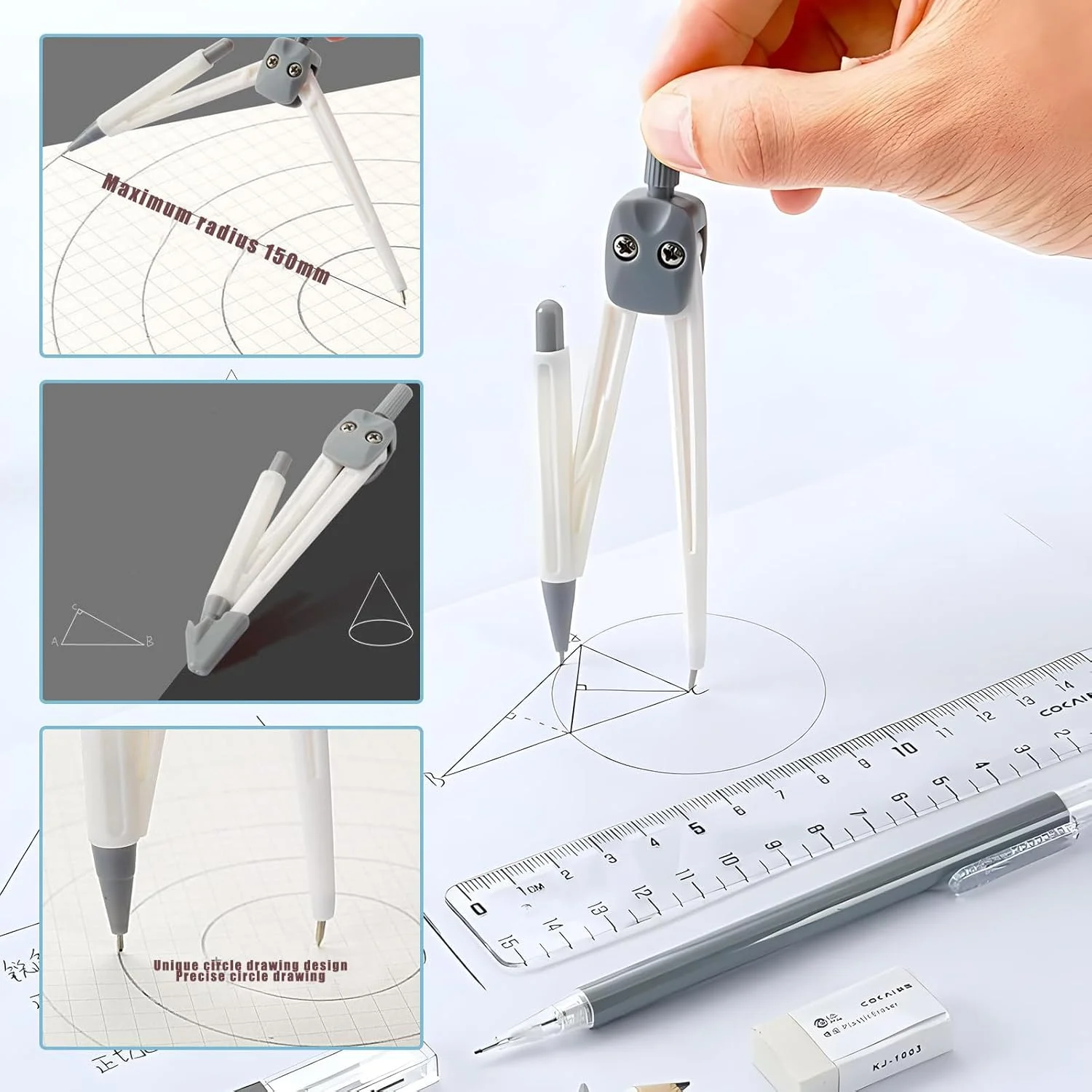 ست خط کش و پرگار، ست ریاضی KASTWAVE، شامل خط کش، خط کش مستقیم، خط کش مثلثی، نقاله نیم دایره، مداد، ایده آل برای مطالعه، طراحی و اندازه گیری (9 تکه، مشکی) ست خط کش و پرگار، ست ریاضی KASTWAVE، شامل خط کش، خط کش مستقیم، خط کش مثلثی، نقاله نیم دایره، مداد، ایده آل برای مطالعه، طراحی و اندازه گیری (9 تکه، مشکی)