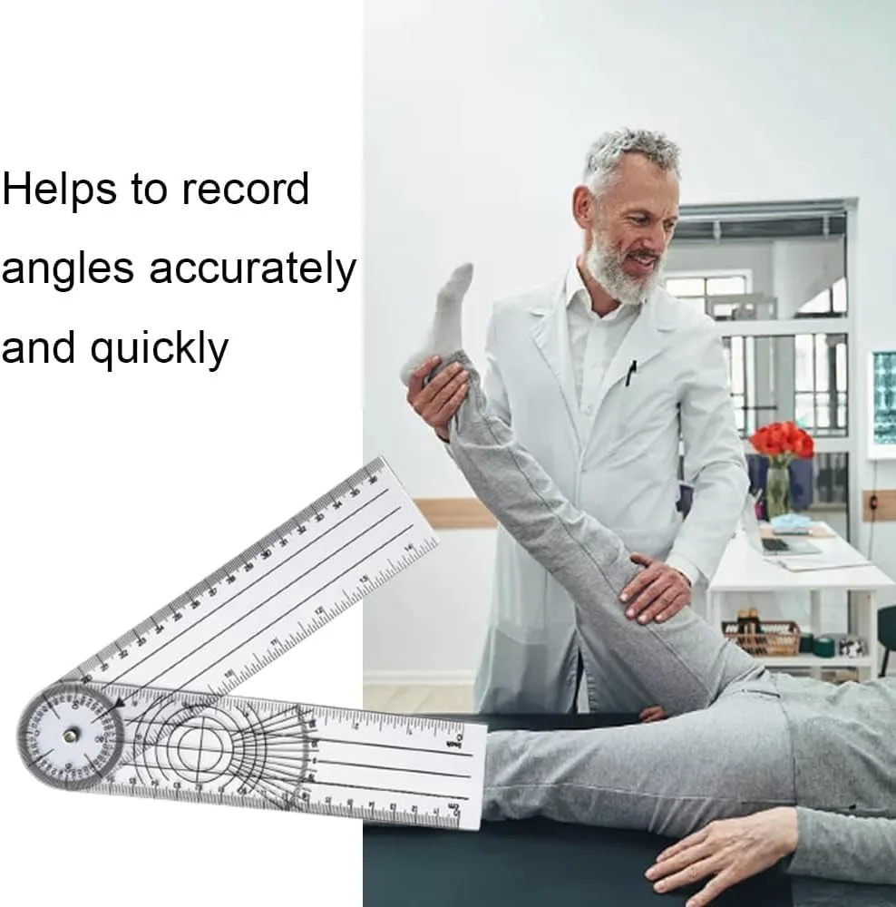 گونیا پلاستیکی شفاف 7 اینچی، برای اندازه گیری زاویه، نقاله چرخشی 360 درجه با بازوهای تاشو، ابزار دقیق برای طراحان نجاری، معماران و دانشجویان، استفاده در طراحی و ترسیم
