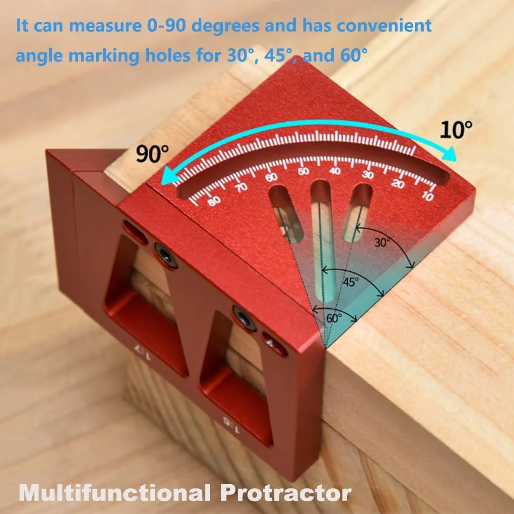 خط کش اندازه گیری چند زاویه ای سه بعدی KASTWAVE از جنس آلیاژ آلومینیوم - گونیا نجاری 45 درجه و 90 درجه، ابزار زاویه قابل جدا شدن برای مهندسی دقیق، ساخت و ساز و پروژه های DIY