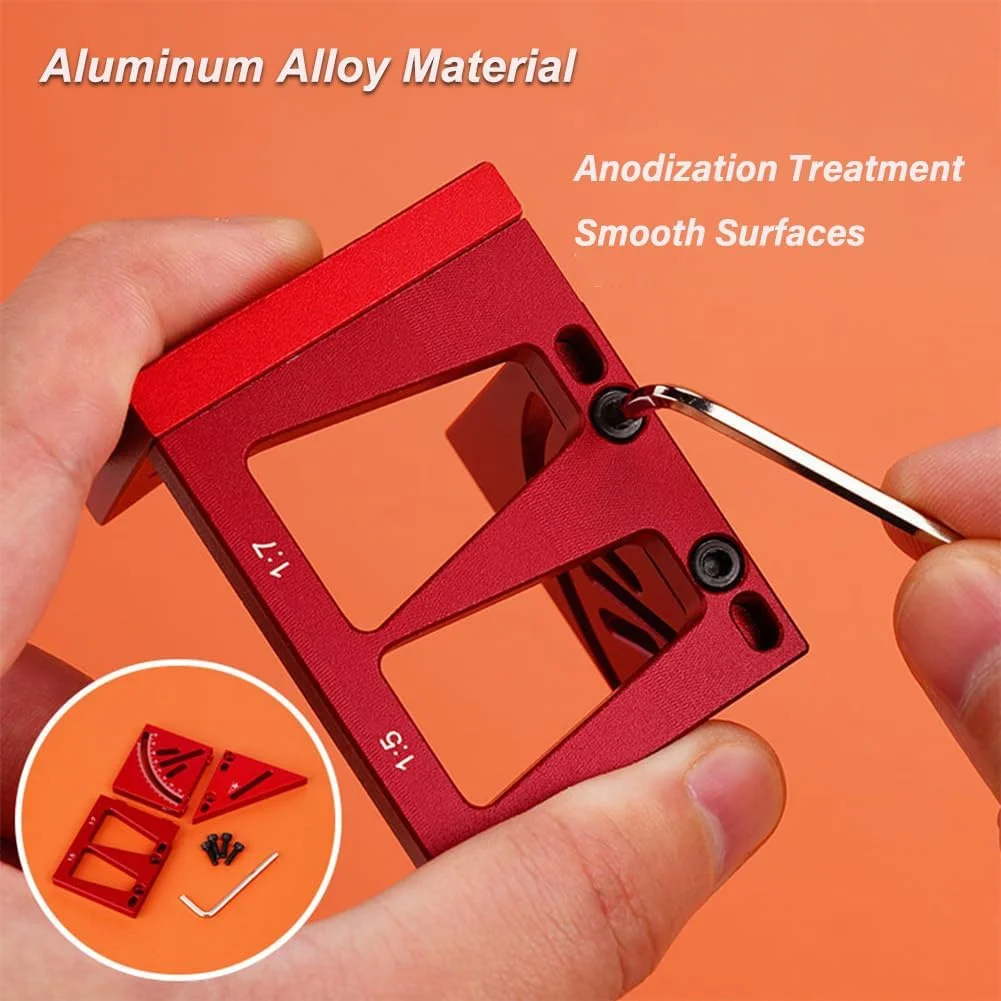 خط کش اندازه گیری چند زاویه ای سه بعدی KASTWAVE از جنس آلیاژ آلومینیوم - گونیا نجاری 45 درجه و 90 درجه، ابزار زاویه قابل جدا شدن برای مهندسی دقیق، ساخت و ساز و پروژه های DIY