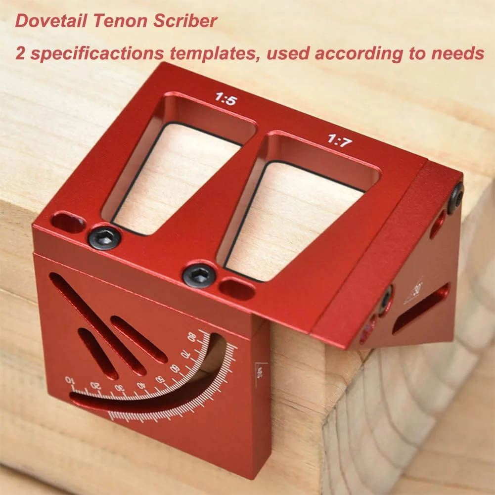 خط کش اندازه گیری چند زاویه ای سه بعدی KASTWAVE از جنس آلیاژ آلومینیوم - گونیا نجاری 45 درجه و 90 درجه، ابزار زاویه قابل جدا شدن برای مهندسی دقیق، ساخت و ساز و پروژه های DIY