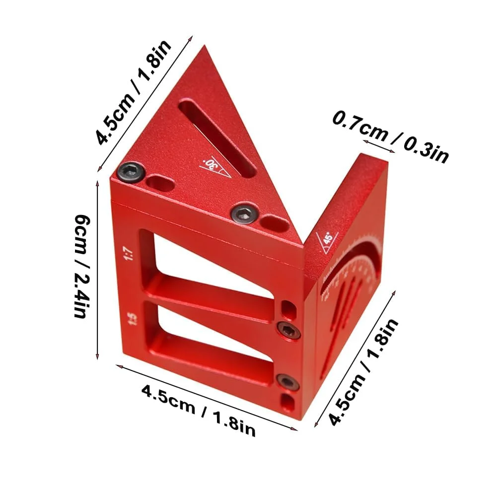 خط کش اندازه گیری چند زاویه ای سه بعدی KASTWAVE از جنس آلیاژ آلومینیوم - گونیا نجاری 45 درجه و 90 درجه، ابزار زاویه قابل جدا شدن برای مهندسی دقیق، ساخت و ساز و پروژه های DIY