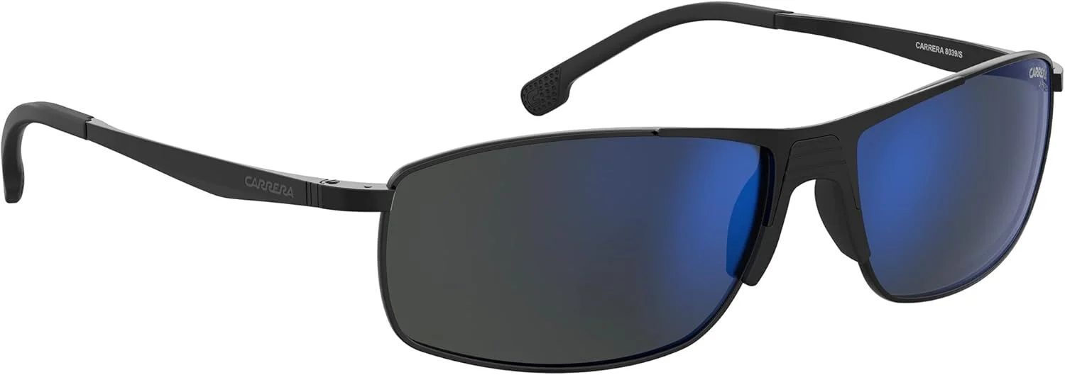 عینک آفتابی مستطیلی مردانه کاررا مدل 8039/S مشکی/طوسی آبی آینه‌ای 60 میلی‌متر 15 میلی‌متر، 60