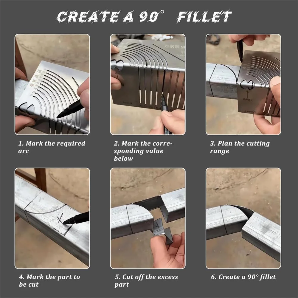 ابزار علامت گذاری زاویه و قوس قابل تنظیم Azonee، خط کش فلزی دو منظوره برای لوله های مربعی و گرد، ایده آل برای فلزکاری، جوشکاری، مهندسی و ساخت و ساز (سایز کوچک 20-65)