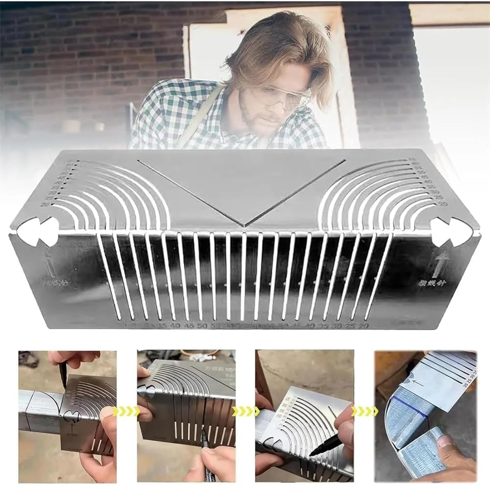 ابزار علامت گذاری زاویه و قوس قابل تنظیم Azonee، خط کش فلزی دو منظوره برای لوله های مربعی و گرد، ایده آل برای فلزکاری، جوشکاری، مهندسی و ساخت و ساز (سایز کوچک 20-65)