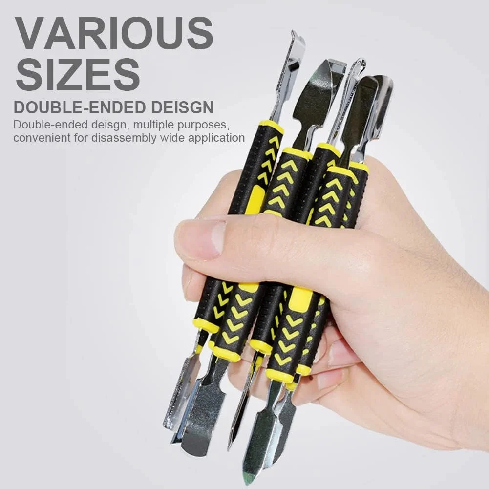 ست ابزار تعمیرات 6 در 1 روبیک، اهرم، میله اهرمی، دو سر، برای باز کردن و جداسازی موبایل، تلفن، کامپیوتر، خراشنده، مجموعه اسپاجر فلزی دو طرفه