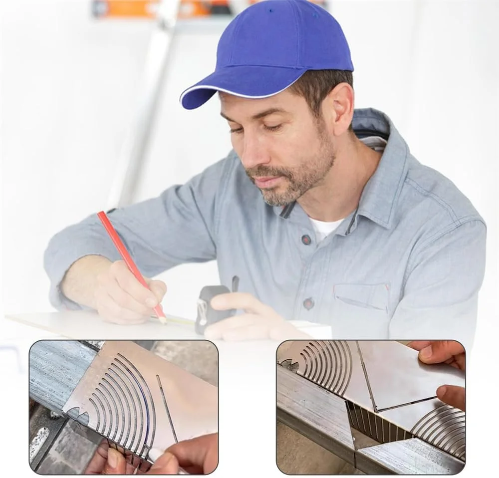 ابزار علامت گذاری زاویه و قوس قابل تنظیم Azonee، خط کش فلزی دو منظوره برای لوله های مربعی و گرد، ایده آل برای فلزکاری، جوشکاری، مهندسی و ساخت و ساز (سایز کوچک 20-65)