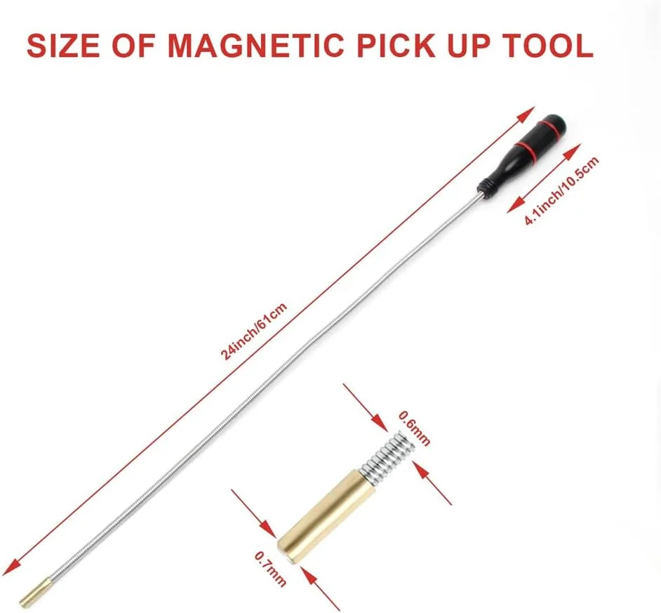 ابزار مغناطیسی جمع‌آوری Azonee، بسته 2 عددی، ابزار مغناطیسی خم‌شو و انعطاف‌پذیر، جاروی مغناطیسی 24 اینچی چند منظوره برای تخلیه سینک‌های خانگی، کلیدهای ماشین، پیچ و مهره‌ها، پیچ‌هایی که دسترسی به آن‌ها دشوار است.
