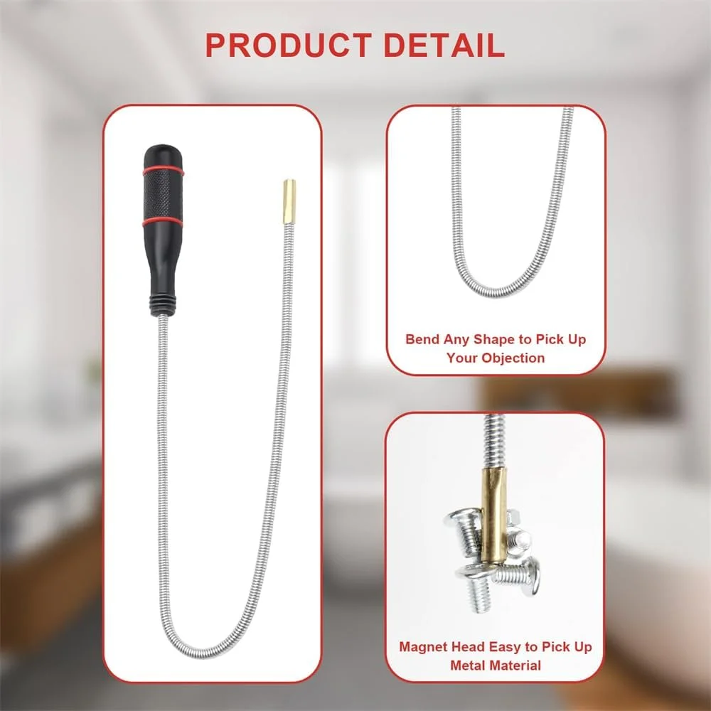 ابزار مغناطیسی جمع‌آوری Azonee، بسته 2 عددی، ابزار مغناطیسی خم‌شو و انعطاف‌پذیر، جاروی مغناطیسی 24 اینچی چند منظوره برای تخلیه سینک‌های خانگی، کلیدهای ماشین، پیچ و مهره‌ها، پیچ‌هایی که دسترسی به آن‌ها دشوار است.