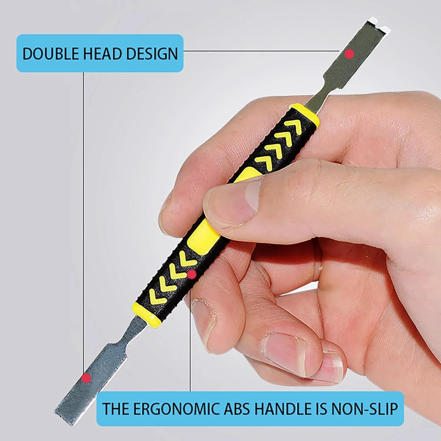 مجموعه اهرم فلزی 6 عددی، کیت ابزار تعمیر اسپاجر فلزی دو سر با دسته ضد لغزش، ابزار بازکننده اهرم کوچک برای تلفن، لپ تاپ، تبلت، ساعت، لوازم الکترونیکی و DIY