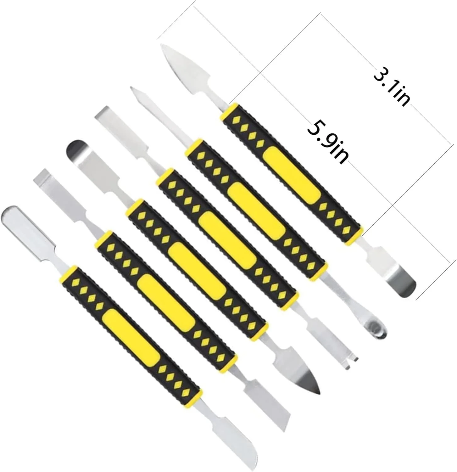 مجموعه اهرم فلزی 6 عددی، کیت ابزار تعمیر اسپاجر فلزی دو سر با دسته ضد لغزش، ابزار بازکننده اهرم کوچک برای تلفن، لپ تاپ، تبلت، ساعت، لوازم الکترونیکی و DIY