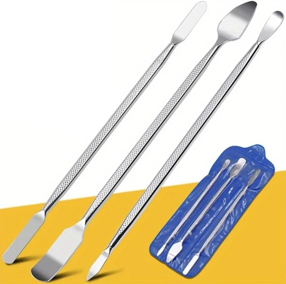 مجموعه اهرم و میله خم کن روبیک، 3 تکه ابزار خراشنده و اسپاجر فلزی دو سر برای تعمیرات لوازم الکترونیکی، موبایل و لپ تاپ (نقره ای)