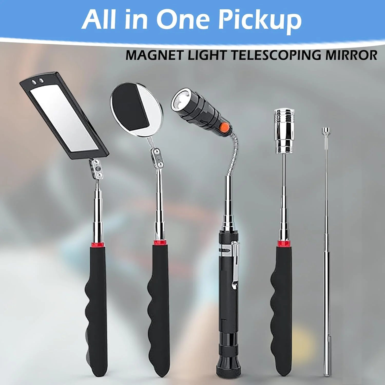 مجموعه ابزار مغناطیسی تلسکوپی Ofakouss شامل میله جمع کننده 1.5 پوندی و 20 پوندی، چرخش 360 درجه، آینه مغناطیسی و چراغ قوه LED انعطاف پذیر تلسکوپی (شامل باتری) مجموعه ابزار مغناطیسی تلسکوپی Ofakouss شامل میله جمع کننده 1.5 پوندی و 20 پوندی، چرخش 360 درجه، آینه مغناطیسی و چراغ قوه LED انعطاف پذیر تلسکوپی (شامل باتری)