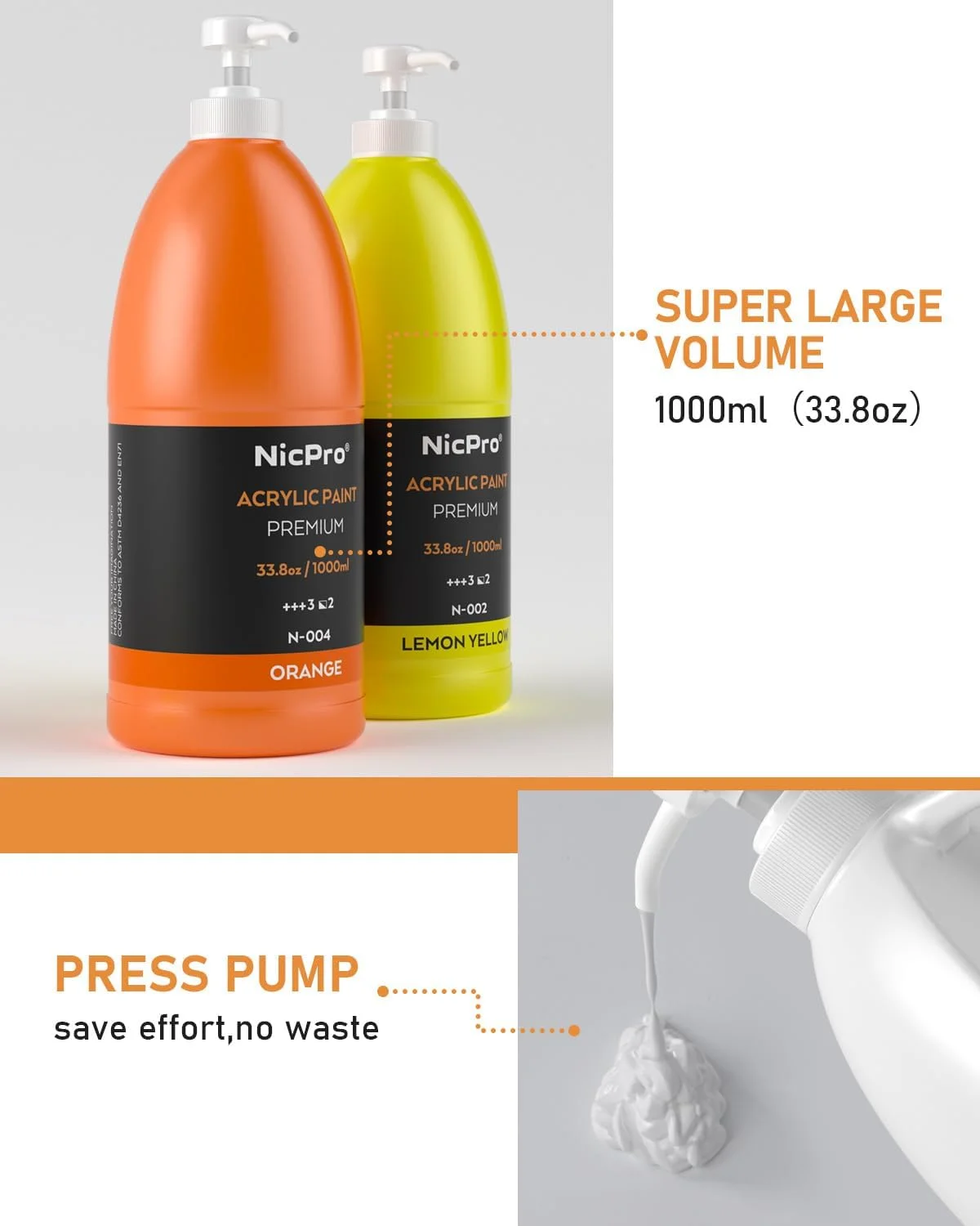 مجموعه رنگ اکریلیک بزرگ نیکپرو ۱۴ رنگ (۱۰۰۰ میلی لیتر در ۱۴ عدد)، رنگ های هنری غیر سمی، رنگ های اکریلیک برای سطوح مختلف، چوب، چرم، کاغذ، صنایع دستی، برای بزرگسالان به همراه پمپ مجموعه رنگ اکریلیک بزرگ نیکپرو ۱۴ رنگ (۱۰۰۰ میلی لیتر در ۱۴ عدد)، رنگ های هنری غیر سمی، رنگ های اکریلیک برای سطوح مختلف، چوب، چرم، کاغذ، صنایع دستی، برای بزرگسالان به همراه پمپ