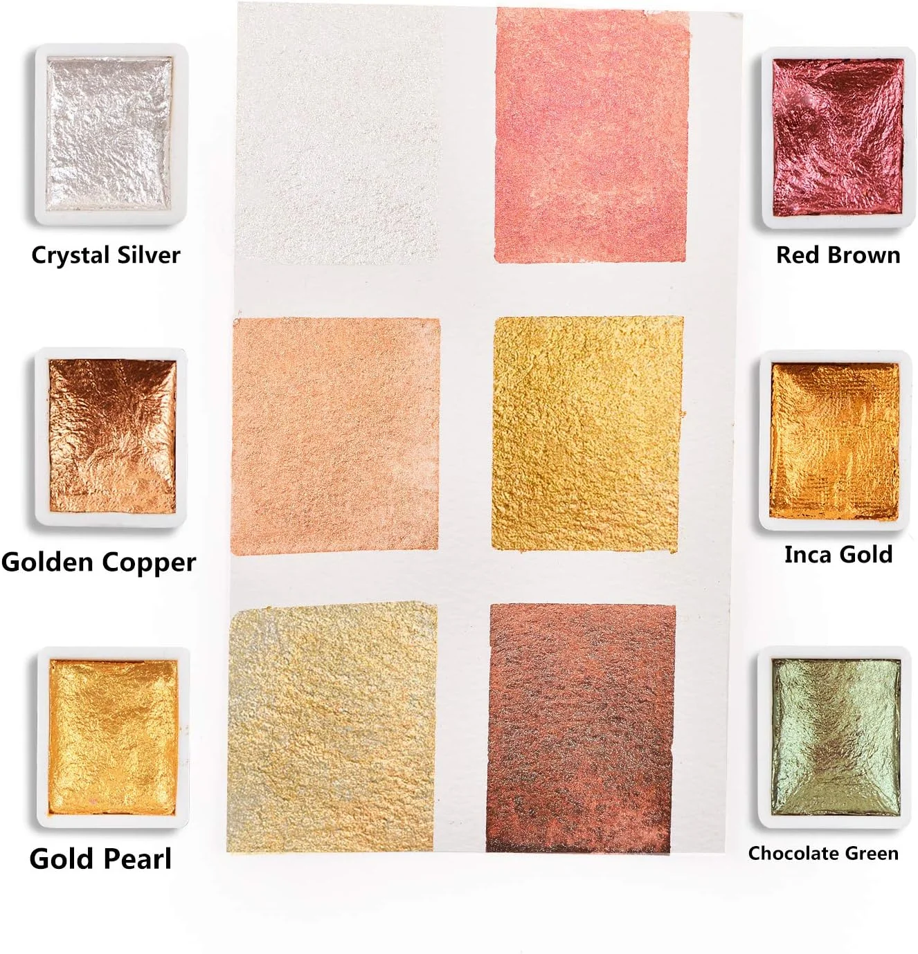 مجموعه رنگ آبرنگ دست ساز گالری هنری CSY - 6 رنگ طلایی متالیک نیمه تابه ای، آبرنگ جامد اکلیلی - جعبه فلزی آبرنگ صدفی درخشان برای هنرمندان، دانشجویان و علاقه مندان مجموعه رنگ آبرنگ دست ساز گالری هنری CSY - 6 رنگ طلایی متالیک نیمه تابه ای، آبرنگ جامد اکلیلی - جعبه فلزی آبرنگ صدفی درخشان برای هنرمندان، دانشجویان و علاقه مندان