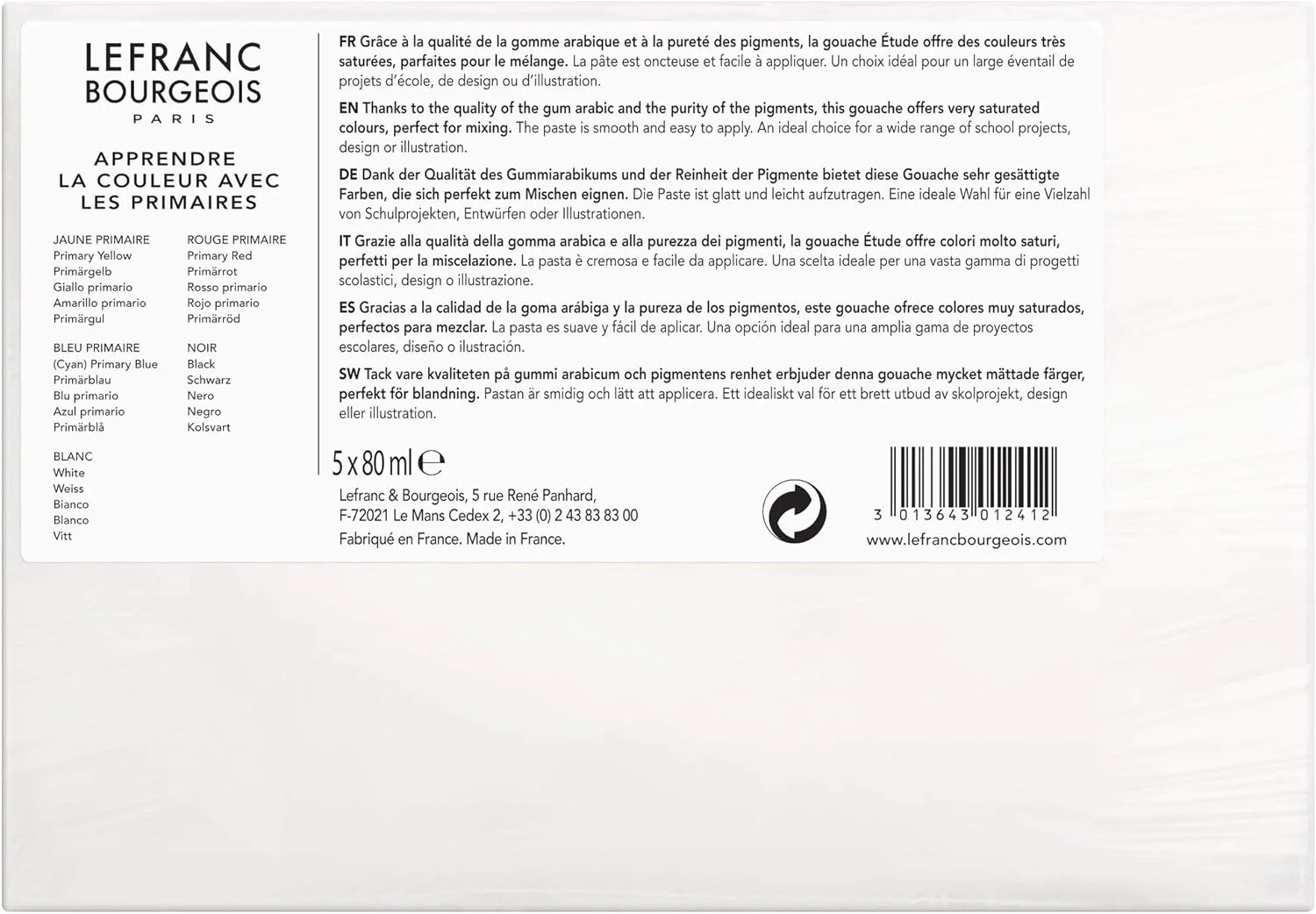 رنگ گواش لفرانک بورژوا و 301241، مجموعه رنگ های اصلی 5 تیوپی، 80 میلی لیتر رنگ در هر تیوب، رنگ های قوی، مقاوم در برابر نور و مات با قوام خامه ای یکنواخت رنگ گواش لفرانک بورژوا و 301241، مجموعه رنگ های اصلی 5 تیوپی، 80 میلی لیتر رنگ در هر تیوب، رنگ های قوی، مقاوم در برابر نور و مات با قوام خامه ای یکنواخت