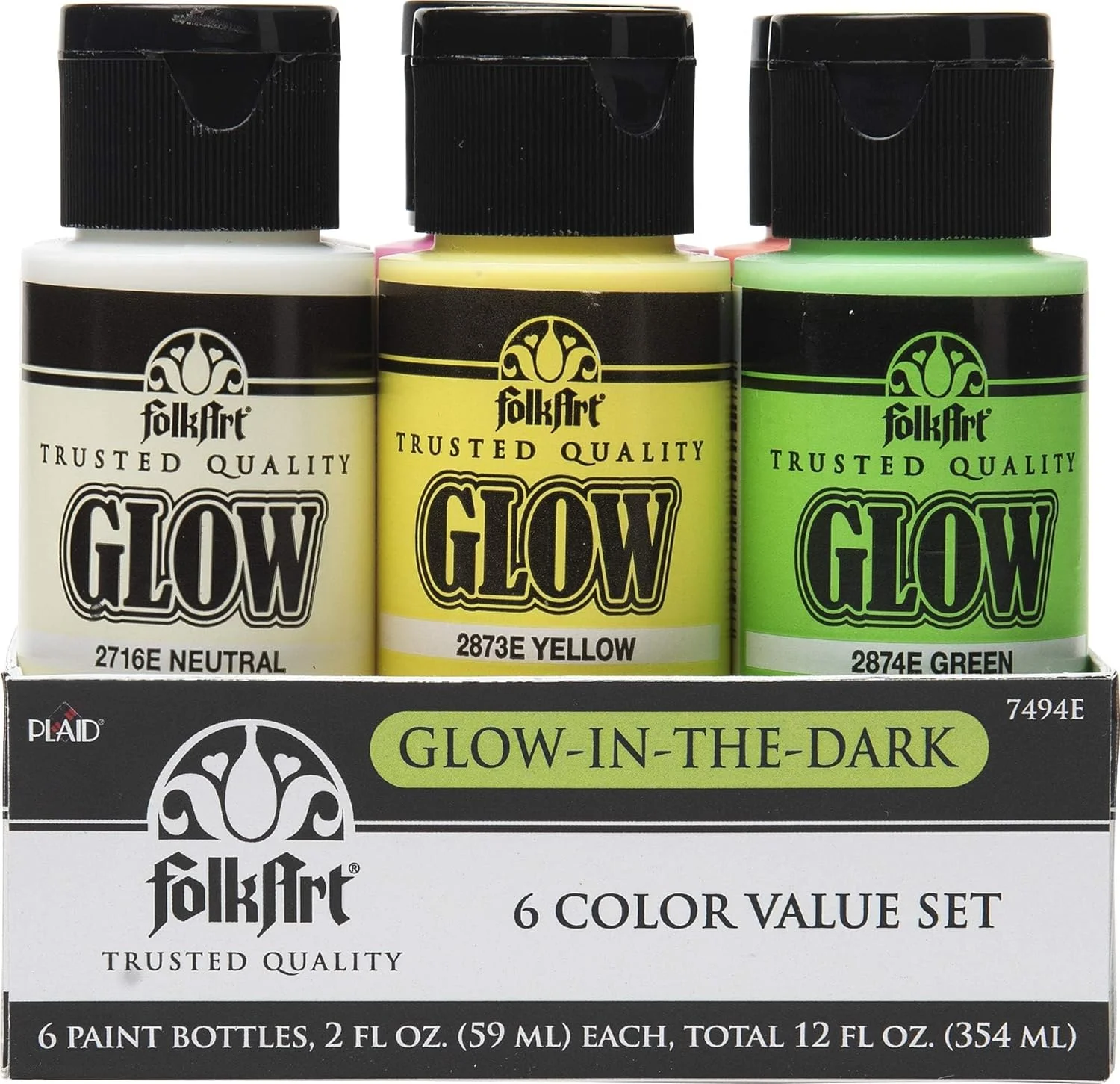 مجموعه رنگ شب تاب 6 رنگی FolkArt