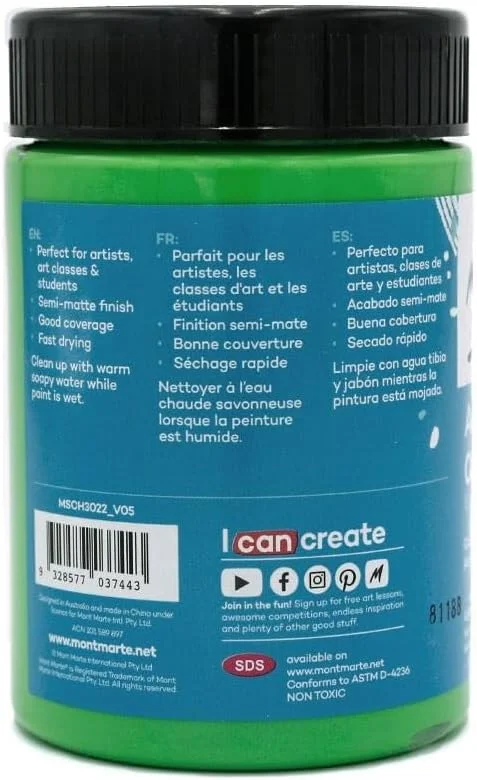 رنگ اکریلیک سبز روشن مونت مارته MSCH3022 - 300 میلی لیتر رنگ اکریلیک سبز روشن مونت مارته MSCH3022 - 300 میلی لیتر