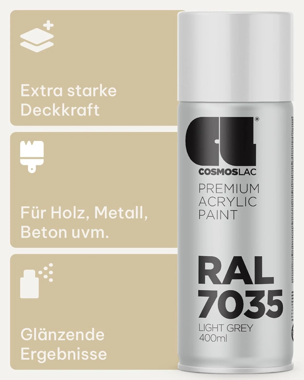 اسپری رنگ RAL 7035 Cosmoslac خاکستری روشن N319