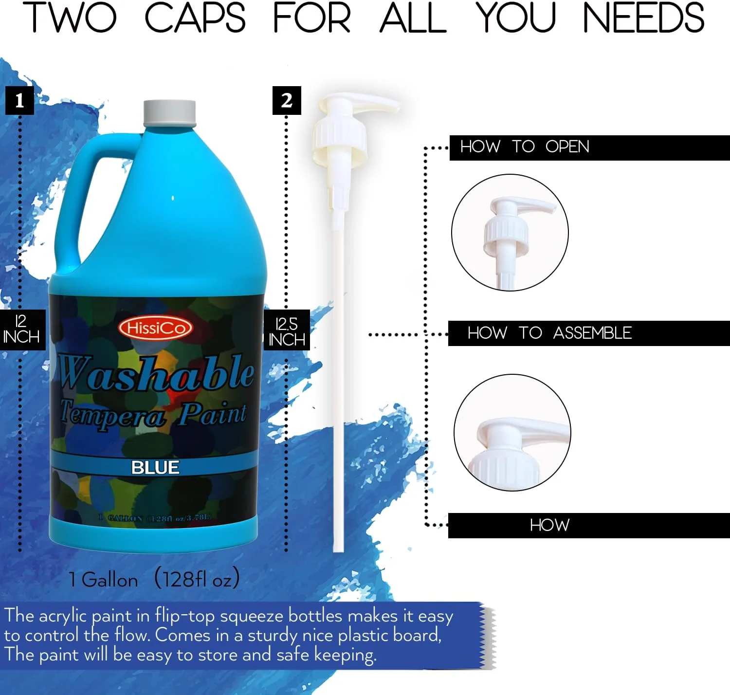 رنگ انگشتی تمپرا قابل شستشو HissiCo برای کودکان، آبی (3785 میلی لیتر/ 1 گالن)، رنگ پوستر مایع، رنگ غیر سمی کودکان با رنگ های فلورسنت اکلیلی متالیک نئون برای نقاشی انگشتی، نقاشان مبتدی و... رنگ انگشتی تمپرا قابل شستشو HissiCo برای کودکان، آبی (3785 میلی لیتر/ 1 گالن)، رنگ پوستر مایع، رنگ غیر سمی کودکان با رنگ های فلورسنت اکلیلی متالیک نئون برای نقاشی انگشتی، نقاشان مبتدی و...