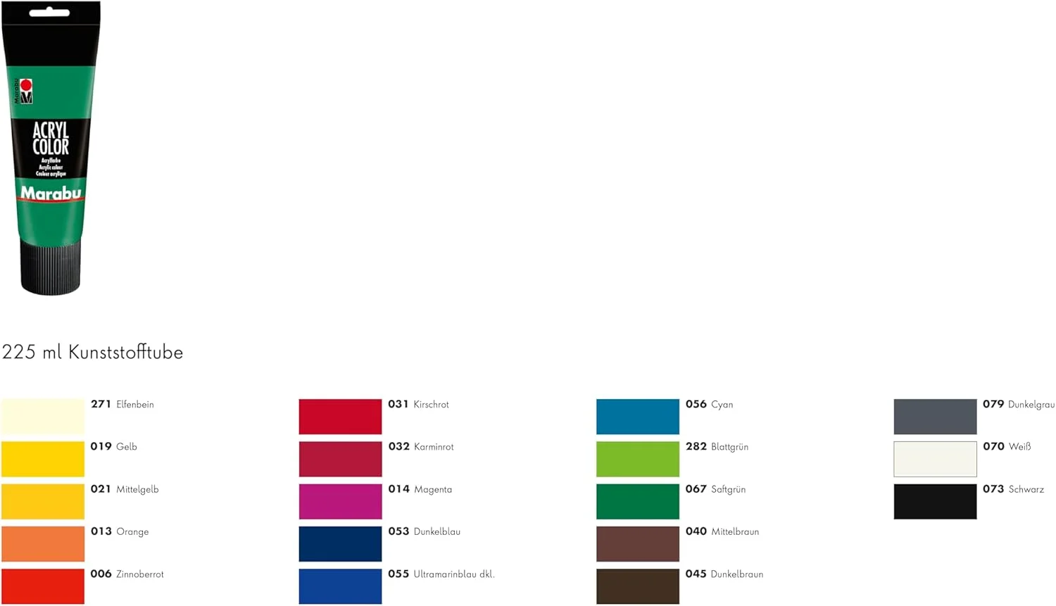 مارابو 12010025282 - رنگ اکریلیک سبز برگ 225 میلی لیتر، رنگ اکریلیک کرمی، پایه آب، خشک شدن سریع، ضد محو شدن، ضد آب، برای استفاده با قلم مو و اسفنج روی بوم، کاغذ و چوب مارابو 12010025282 - رنگ اکریلیک سبز برگ 225 میلی لیتر، رنگ اکریلیک کرمی، پایه آب، خشک شدن سریع، ضد محو شدن، ضد آب، برای استفاده با قلم مو و اسفنج روی بوم، کاغذ و چوب