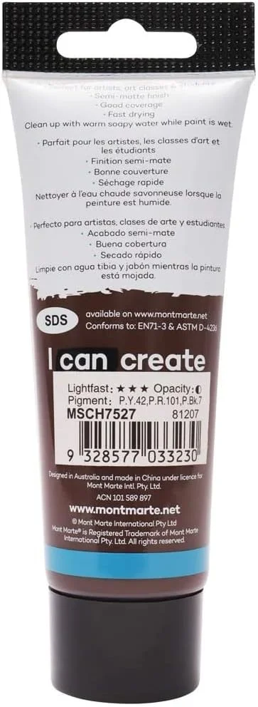 رنگ اکریلیک استودیویی مونت مارته MM حجم 75 میلی لیتر - قهوه ای سوخته رنگ اکریلیک استودیویی مونت مارته MM حجم 75 میلی لیتر - قهوه ای سوخته