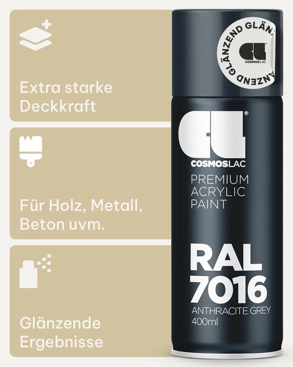 اسپری رنگ اکریلیک ممتاز Cosmos Lac RAL 7016 خاکستری آنتراسیت اسپری رنگ اکریلیک ممتاز Cosmos Lac RAL 7016 خاکستری آنتراسیت